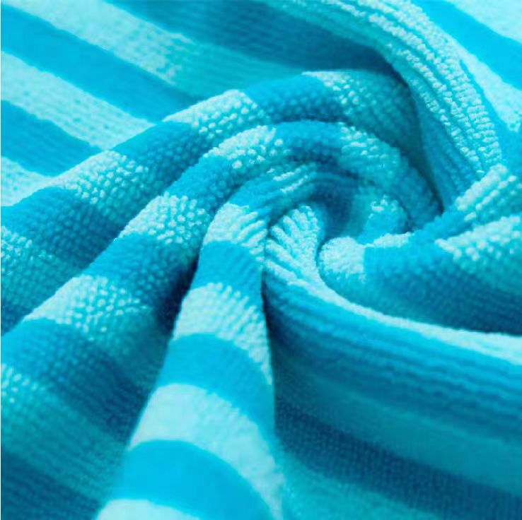 100% Polyester Stripe Microfiber Cloth Fabric Towel For Cleaning