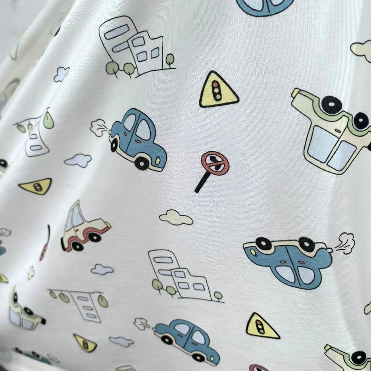 Bamboo Spandex Print Jersey Fabric For Baby Ready Goods